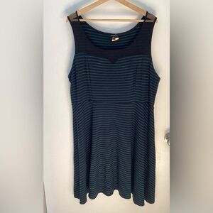 Torrid Black and Teal Striped Mini Dress 3X